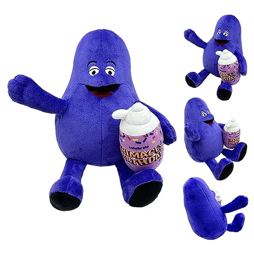 Gri-mace Shake Plush, Fun-ko P-op Plush Toy, Soft Stuffed Grim-ace Plush, Mcd-onalds Fun-ko Po-p Game Figure Doll, Cartoon Stuffed Purple Figure Doll Gifts for Kids Fans Aldults Birthday