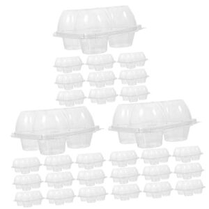 zerodeko 30 pcs four piece cake box mini containers clear container with lid mini paper cups transparent cupcake holders cake containers with lids muffin gifts carriers egg tart container