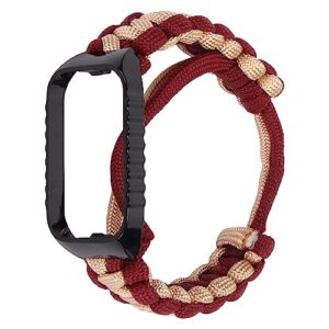 DAUZ Braided Nylon Watch Strap, Stylish 2 in 1 Watch Protective Case for Redmi Band 2 Smart Watch for Men Women (Red And Gold)