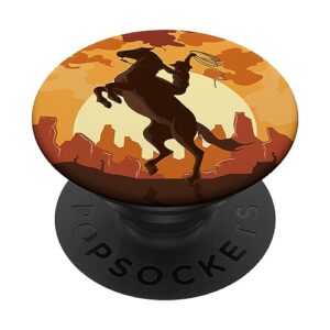 western horse rodeo cowboy riding with lasso | horse riders popsockets standard popgrip
