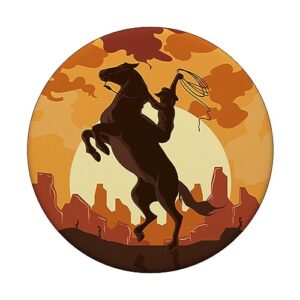 Western Horse Rodeo Cowboy Riding with Lasso | Horse Riders PopSockets Standard PopGrip