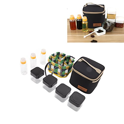 Salt and Pepper Shaker Set, Camping Spice Kit Travel Spice Kit with Storage Bag Spice Shaker Seasoning Dispenser for Camping Home/820 (Color : Black)