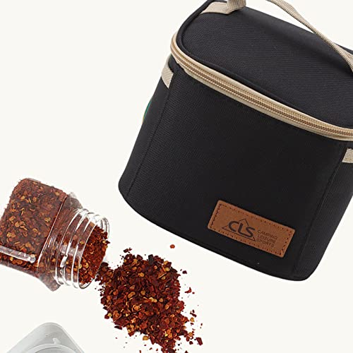 Salt and Pepper Shaker Set, Camping Spice Kit Travel Spice Kit with Storage Bag Spice Shaker Seasoning Dispenser for Camping Home/820 (Color : Black)