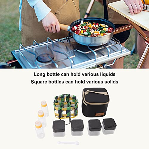 Salt and Pepper Shaker Set, Camping Spice Kit Travel Spice Kit with Storage Bag Spice Shaker Seasoning Dispenser for Camping Home/820 (Color : Black)