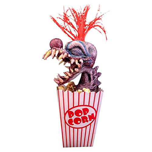 Uestamu Scary Halloween Decorations, Popcorn Clown Sculpture, Creepy Killer Clown Head Popcorn Decorations for Halloween Party Haunted House Props (A)