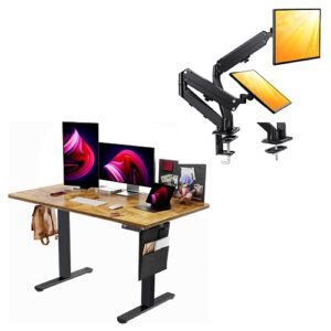ergear adjustable height electric standing desk with storage bag dual monitor stand