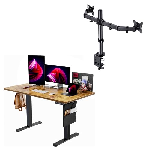 ErGear Adjustable Height Electric Standing Desk with Storage Bag Dual Monitor Desk Mount