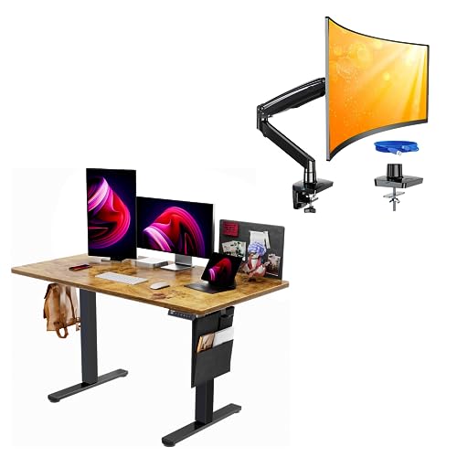 ErGear Adjustable Height Electric Standing Desk with Storage Bag Single Monitor Mount for 13 to 35 inches Ultrawide Screens