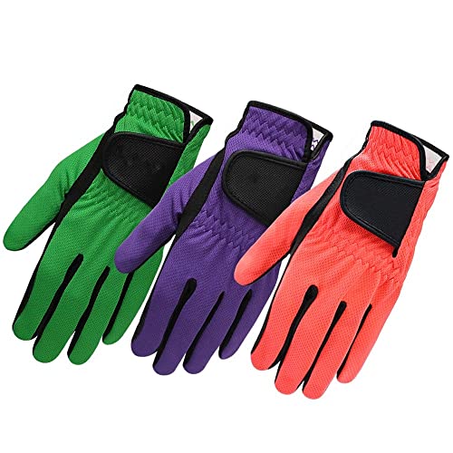 LAPooh Golf Glove Pack 1 Pcs Mens Golf Glove Left Hand 3D Mesh Non-Slip Micro Fiber Green Orange Purple Golf Gloves Men Golf Gloves (Color : 1 Pcs Left Hand P, Size : 26 X-Large)