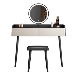 zhiviq vanity table set with mirror and cushioned stool, dressing table vanity makeup table，black