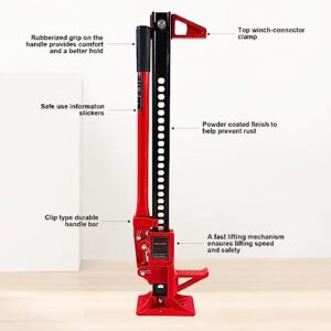 33 High Lift Ratcheting Off Road Farm Jack, 6000lbs/3Ton Capacity - Red