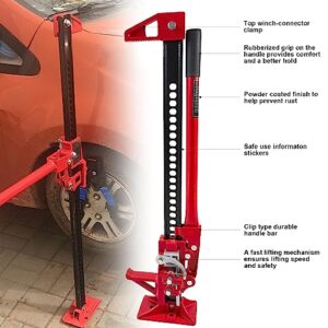 33 High Lift Ratcheting Off Road Farm Jack, 6000lbs/3Ton Capacity - Red