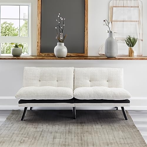 71'' Loveseat Sofa Couch for Living Room, Modern Adjustable Sofa W/Metal Leg, Breathable Upholstered Adjustable Lounge Couch 2-Seater Love Seats Couch for Bedroom, Apartment, Home Office (White)