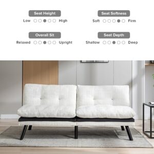 71'' Loveseat Sofa Couch for Living Room, Modern Adjustable Sofa W/Metal Leg, Breathable Upholstered Adjustable Lounge Couch 2-Seater Love Seats Couch for Bedroom, Apartment, Home Office (White)