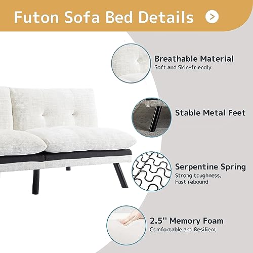71'' Loveseat Sofa Couch for Living Room, Modern Adjustable Sofa W/Metal Leg, Breathable Upholstered Adjustable Lounge Couch 2-Seater Love Seats Couch for Bedroom, Apartment, Home Office (White)