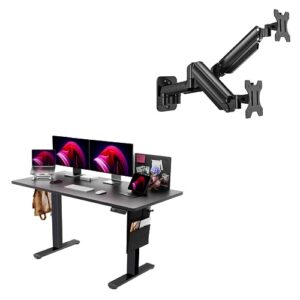 ergear adjustable 55'' height electric standing desk with storage bag dual monitor wall mount for 17 to 32 inch