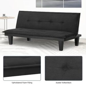 IULULU Black Futon Sofa Bed, Convertible Sleeper Couch Armless Daybed for Apartment, Studio, Dorm, Office, Home