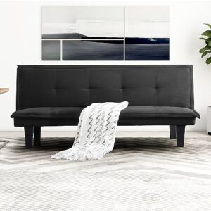 IULULU Black Futon Sofa Bed, Convertible Sleeper Couch Armless Daybed for Apartment, Studio, Dorm, Office, Home