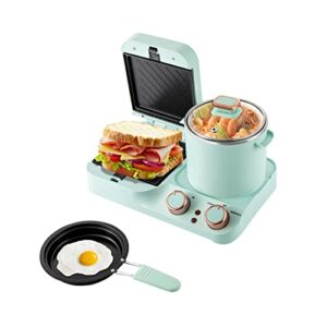 3 in1 breakfast station with boiling pot, multi-function electric home mini toaster sandwich maker with easy frying pan and food steamer