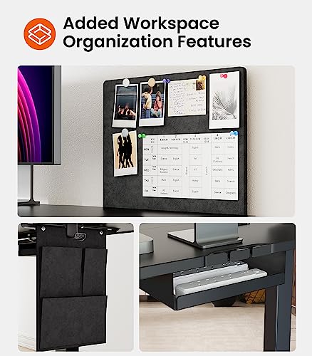 ErGear Adjustable 55'' Height Electric Standing Desk with Storage Bag Triple Monitor Mount for Desk