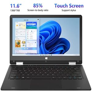 jumper 2 in 1 Laptop, Dual-Core Intel Celeron N4000 CPU, 4GB DDR4 128GB Storage, 11.6 Inch UHD Touchscreen Display(1366X768), Windows 11 Laptop Computer with 2.4G/5G WiFi, Bluetooth 4.2, HD Webcam.