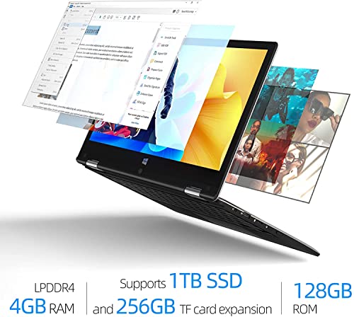 jumper 2 in 1 Laptop, Dual-Core Intel Celeron N4000 CPU, 4GB DDR4 128GB Storage, 11.6 Inch UHD Touchscreen Display(1366X768), Windows 11 Laptop Computer with 2.4G/5G WiFi, Bluetooth 4.2, HD Webcam.