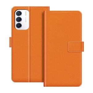 milegao for infinix zero 5g 2023 case, premium magnetic pu leather cover with card holder and kickstand, fashion flip case for infinix zero 5g 2023 6.78 inches orange