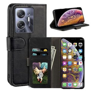 milegao case for infinix hot 30 5g, magnetic pu leather wallet-style business phone case,fashion flip case with card slot and kickstand for infinix hot 30 5g 6.78 inches-black