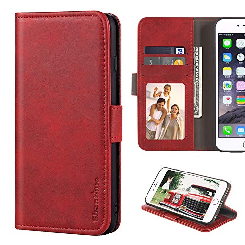 Shantime for Infinix Hot 30 5G Case, Leather Wallet Case with Cash & Card Slots Soft TPU Back Cover Magnet Flip Case for Infinix Hot 30 5G (6.78”) Red