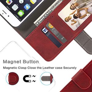 Shantime for Infinix Hot 30 5G Case, Leather Wallet Case with Cash & Card Slots Soft TPU Back Cover Magnet Flip Case for Infinix Hot 30 5G (6.78”) Red