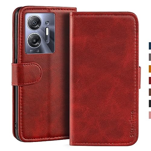 Shantime for Infinix Hot 30 5G Case, Leather Wallet Case with Cash & Card Slots Soft TPU Back Cover Magnet Flip Case for Infinix Hot 30 5G (6.78”) Red