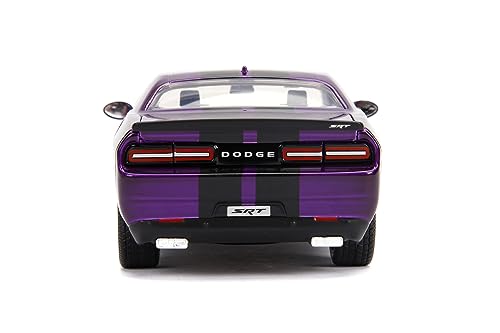 2015 Challenger SRT Hellcat Purple with Black Stripes Big Time Muscle 1/24 Diecast Model Car by Jada 31063