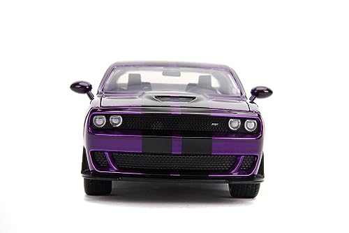 2015 Challenger SRT Hellcat Purple with Black Stripes Big Time Muscle 1/24 Diecast Model Car by Jada 31063
