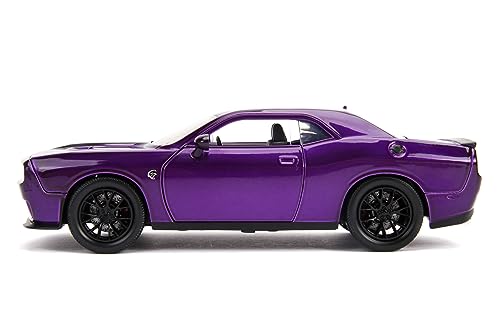 2015 Challenger SRT Hellcat Purple with Black Stripes Big Time Muscle 1/24 Diecast Model Car by Jada 31063