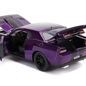 2015 Challenger SRT Hellcat Purple with Black Stripes Big Time Muscle 1/24 Diecast Model Car by Jada 31063