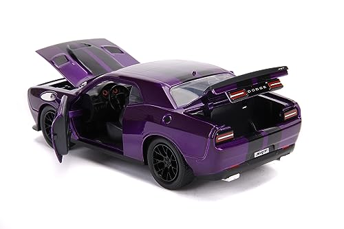 2015 Challenger SRT Hellcat Purple with Black Stripes Big Time Muscle 1/24 Diecast Model Car by Jada 31063