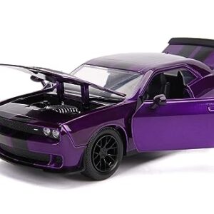 2015 Challenger SRT Hellcat Purple with Black Stripes Big Time Muscle 1/24 Diecast Model Car by Jada 31063