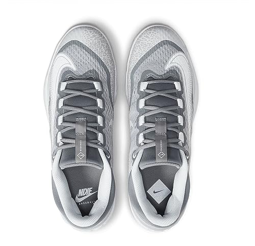 Nike Alpha Huarache Elite 4 Low DJ6521-012 Grey-White Men's Metal Baseball Cleats 11 US