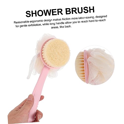 FRCOLOR 2pcs Shower Brush Bath Back Brush sponges for Body Bath loofahs Body Scrub Brush Handle Back Scrubber Long Handle Back Brush Shower Scrubber Bath Brush mesh Ball Back Skin Scrubber