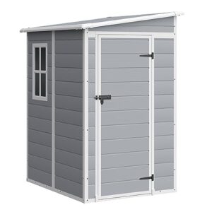 greesum 5' x 4' resin weather resistant outdoor storage shed for garden/backyard/pool tool shed, light gray