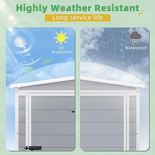 Greesum 5' x 4' Resin Weather Resistant Outdoor Storage Shed for Garden/Backyard/Pool Tool Shed, Light Gray