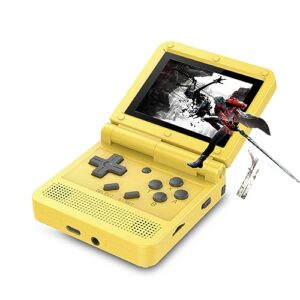handheld clamshell games consoles retro game console 12 emulators 1000+ gaming 3.0 inch hd screen video game console support independent music player function-yellow||v90-64g