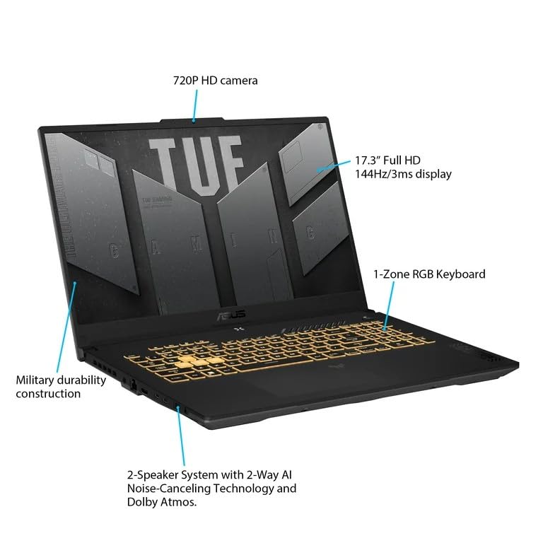 ASUS TUF Dash F17 Gaming Laptop, 17.3” 144Hz FHD Display, Intel Core i5-12450H Processor, GeForce RTX 3050, 32GB DDR4 RAM, 2TB PCIe SSD Gen 3, Wi-Fi 6, Windows 11