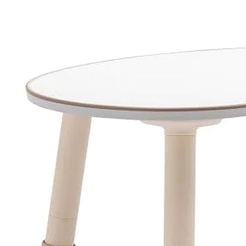 Benjara 11-21 Inch Kids Table, Adjustable Height, White and Brown Dual Tone Finish