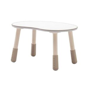 Benjara 11-21 Inch Kids Table, Adjustable Height, White and Brown Dual Tone Finish