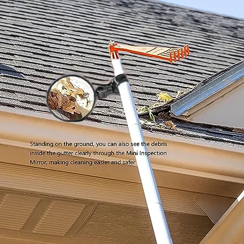 Smart Mini Inspection Mirror for Extension Pole Attachment Stand Can Rotated 360° and Silicone Buckle Can Adjusted for A More Secure Fit Inspect Roofs Gutters Inside Duct Work Birds’ Nests 1Pcs