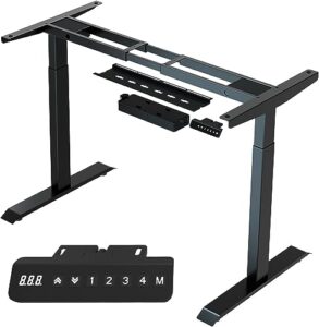 trunyaqi dual motor electric stand up desk frame, heavy duty ergonomic standing desk frame for 27 to 71 inch table tops,sit stand memory computer desk frame, adjustable height and length