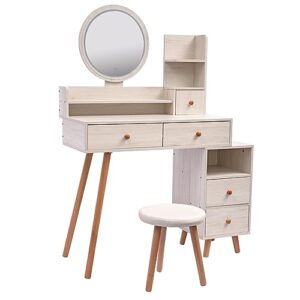 CIATRE Elegant Vanity Table Set with LED Mirror and Spacious Storage, Adjustable Length, and Stylish Design - Perfect for Your Makeup Routinecity