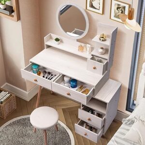 CIATRE Elegant Vanity Table Set with LED Mirror and Spacious Storage, Adjustable Length, and Stylish Design - Perfect for Your Makeup Routinecity