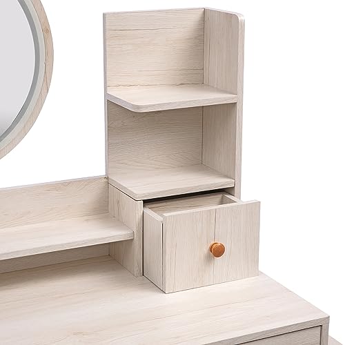 CIATRE Elegant Vanity Table Set with LED Mirror and Spacious Storage, Adjustable Length, and Stylish Design - Perfect for Your Makeup Routinecity